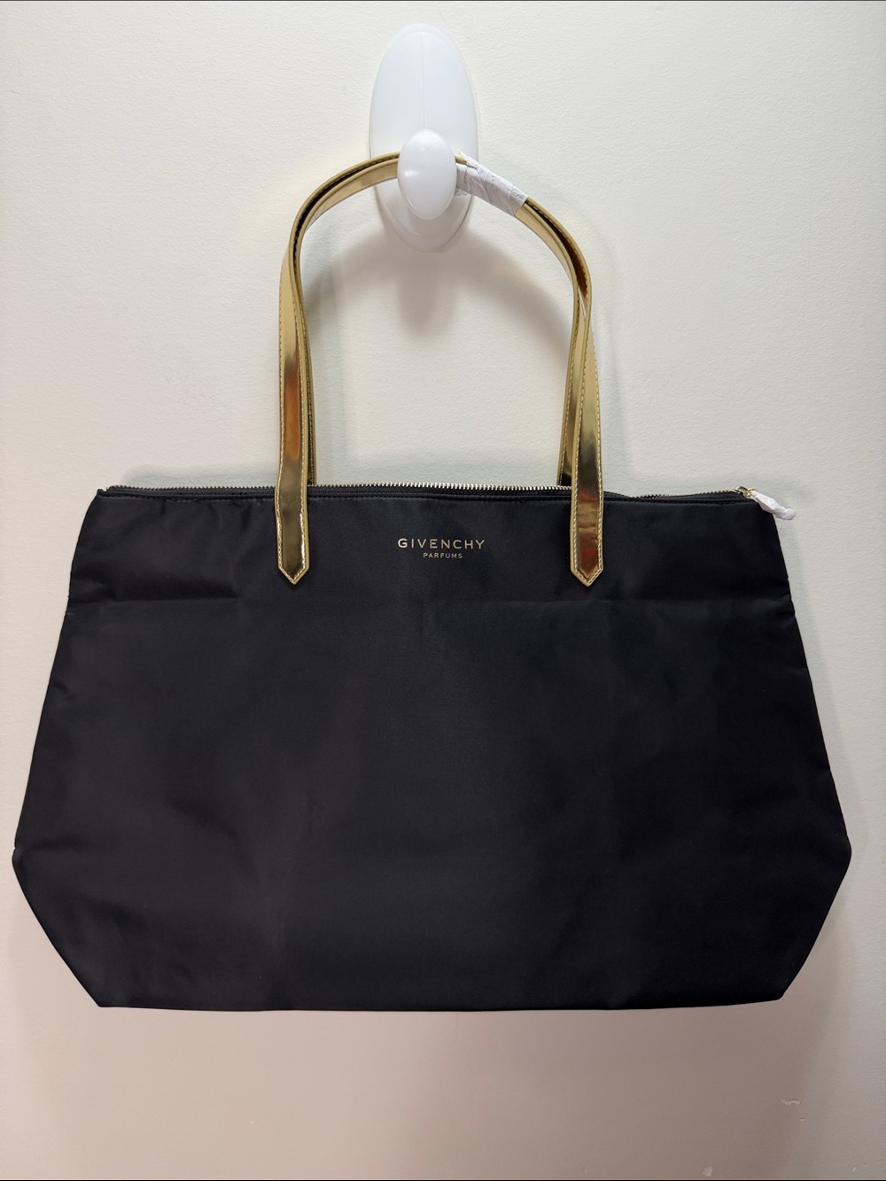 Givenchy Parfums Black Tote with Metallic Gold Handles NEW 12”x20”